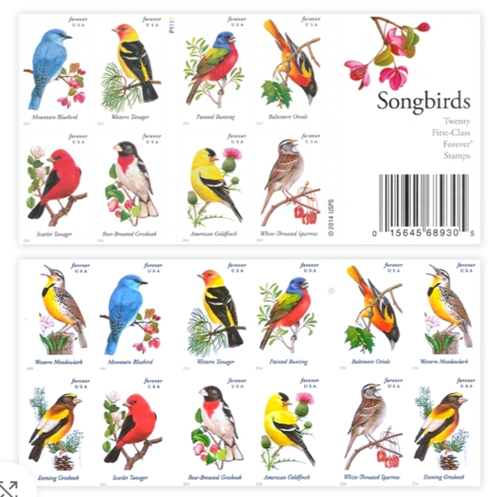 100 Songbirds 2014 Forever Postage Stamps US Postal‎ USPS Wedding Invitations